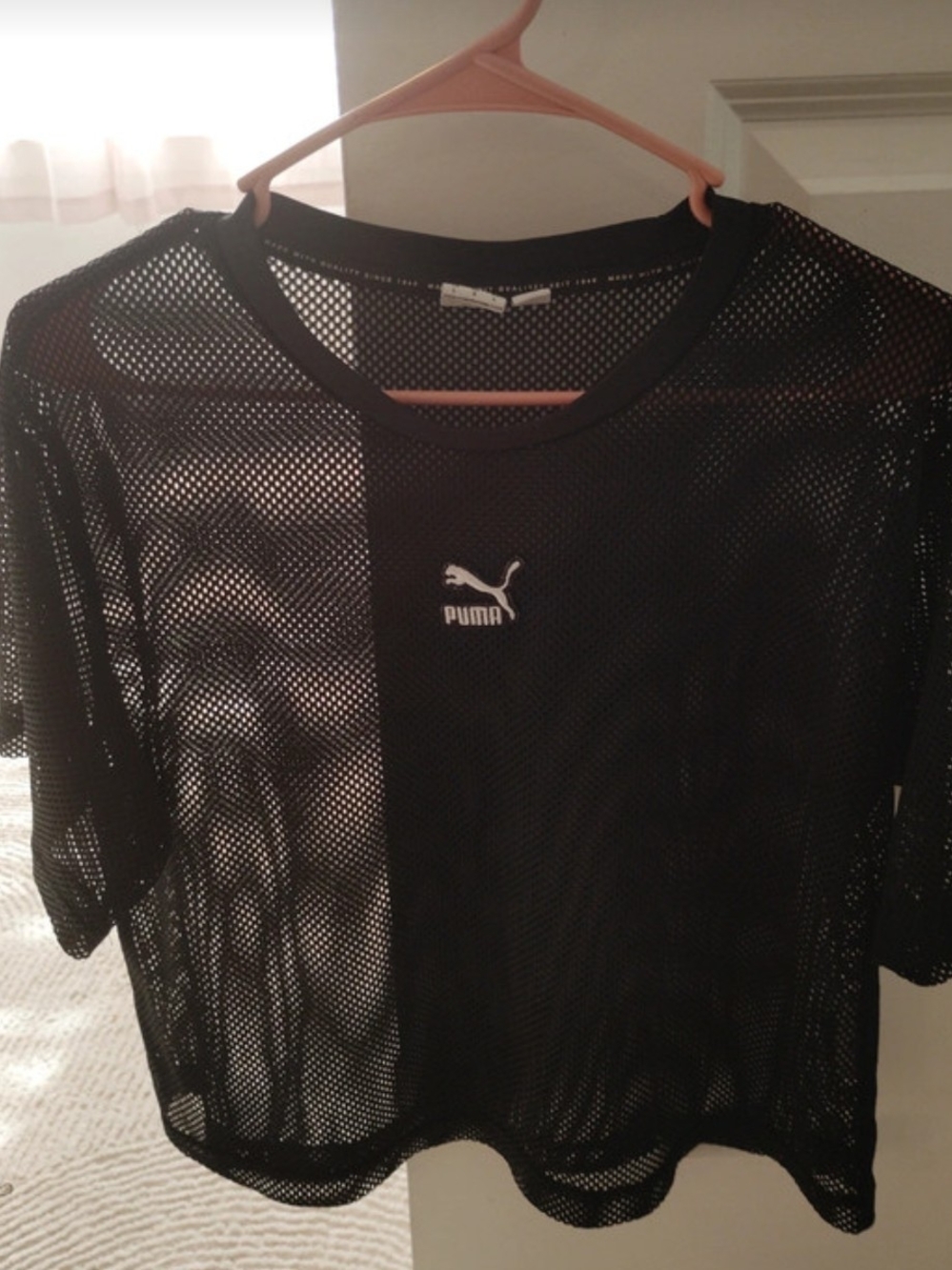 Puma Explosive Women's Black Mesh Crop Top (Size Large)